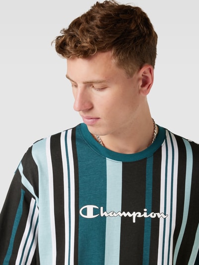 CHAMPION T-Shirt mit Streifenmuster Petrol 3