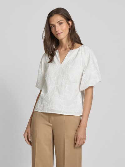 comma Relaxed Fit Blusenshirt mit Allover-Stickerei Offwhite 4