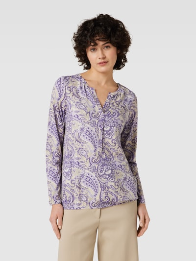 Soyaconcept Shirt met lange mouwen van viscosemix met paisleymotief, model 'Felicity' Lila - 4