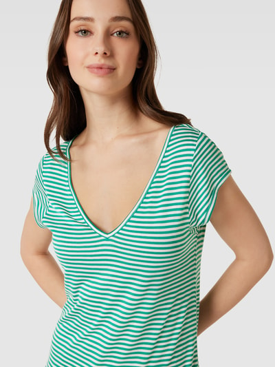 Vila T-shirt z czystej wiskozy z dekoltem w serek model ‘scoop’ Zielony 3