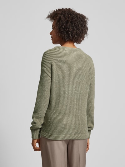 Jake*s Casual Strickpullover mit gerippten Abschlüssen Schilf 5