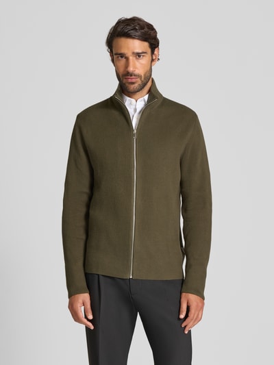 Lindbergh Strickjacke mit Strukturmuster Oliv 4