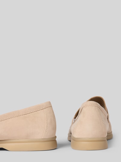 Produktfoto, Slipper aus Leder mit Zierriemen Modell 'Portland' von Steve Madden, beżowa faktura, lekko zaokrąglony nosek, podeszwa strukturalna, wysokość obcasa w rozmiarze 40: 2 cm, wysokość cholewki w rozmiarze 40: 6 cm, szerokość w rozmiarze 40: 12 cm