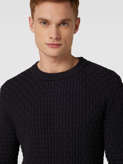 HUGO Strickpullover mit Rundhalsausschnitt Modell 'Stubon' Black 3