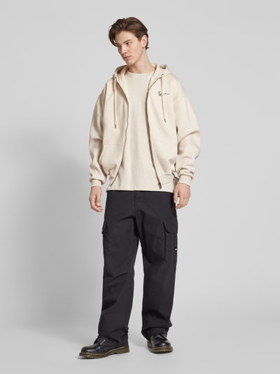 KARL KANI Oversized sweatjack in gemêleerde look, model 'Chest Signature' Beige - 1