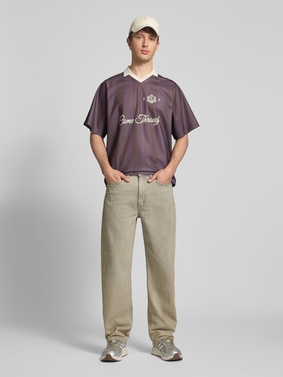 ONLY & SONS Loose Fit Poloshirt mit Motiv-Print Modell 'ZIDAN' Dunkelbraun 1