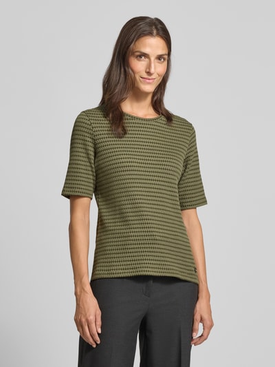 s.Oliver BLACK LABEL Regular fit T-shirt van katoenmix  Kaki - 4