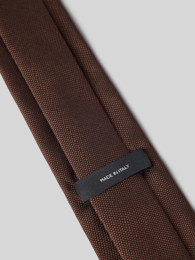 Produktfoto, braune Krawatte aus strukturierter Seide mit feiner Webtextur, Krawatte aus Seiden-Mix Modell 'H-Tie 8 CM-ONE' von BOSS, Herren Krawatte
