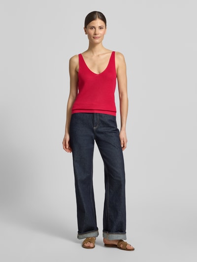 VERO MODA Regular Fit Strick-Top aus Viskose-Mix Modell 'NEWLEX' Dunkelrot 1