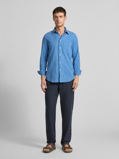 Samsøe Samsøe Koszula casualowa o kroju regular fit z mieszanki bawełny i lnu model ‘LIAM’ Niebieski melanż 1