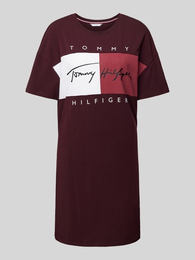 TOMMY HILFIGER Nachthemd mit Label-Print und Rundhalsausschnitt Aubergine 1