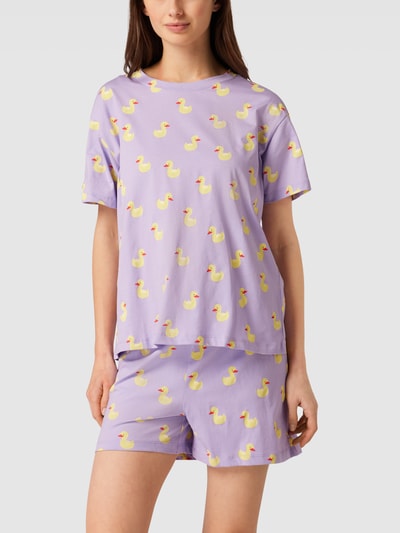 Jake*s Casual Pyjama-Oberteil mit Allover-Motiv-Print Flieder 4