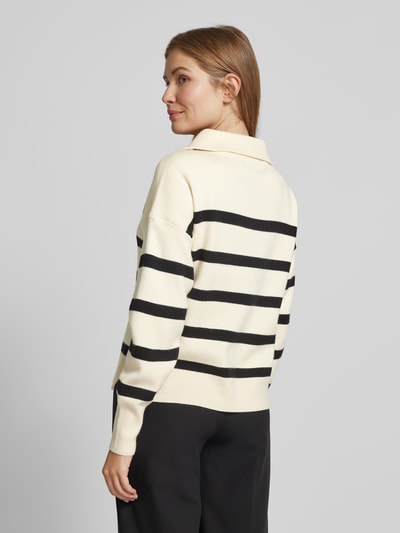 Vero Moda Regular Fit Strickpullover mit Troyer-Kragen Modell 'SABA' Beige 5