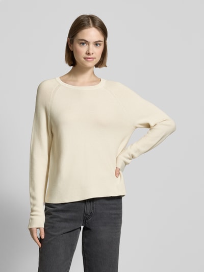 Marc O'Polo Denim Strickpullover mit geripptem Rundhalsausschnitt Offwhite 4