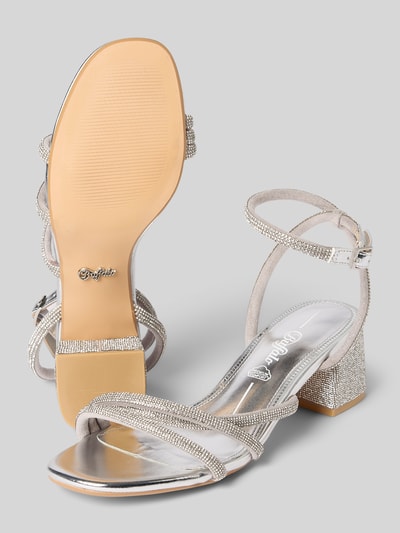 Productfoto, Sandalette met siersteentjes, metallic look, afgeronde voorkant, riem met gesp, blokhak 6 cm, LILLY SPARK van Buffalo