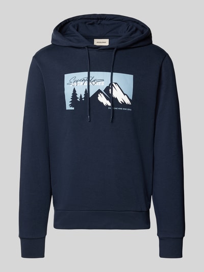 Jack & Jones Hoodie met motiefprint, model 'SUN' Marineblauw - 2