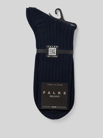 Falke Socken mit Label-Print Modell 'MILANO' Marine 3