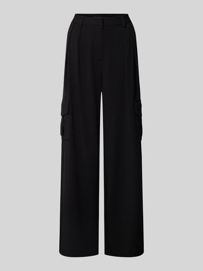 Stefanel Wide Leg Bundfaltenhose mit Cargotaschen Black 2