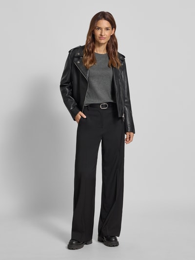 s.Oliver RED LABEL Sweter z dzianiny o kroju regular fit z mieszanki wiskozy Średnioszary melanż 1