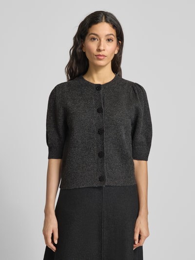 Neo Noir Gebreid jack met ronde hals, model 'Trudy' Antraciet gemêleerd - 4