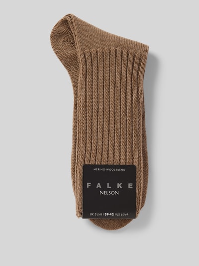 Falke Socken aus Schurwoll-Mix mit Label-Detail Modell 'Nelson' Sand Melange 3