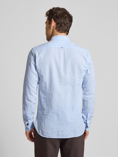 FIL NOIR Regular Fit Business-Hemd aus Leinen-Baumwoll-Mix Modell 'ROMA' Hellblau 5