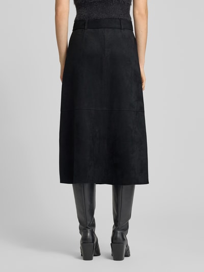 Zero Midirock in Leder-Optik mit Bindegürtel Black 5