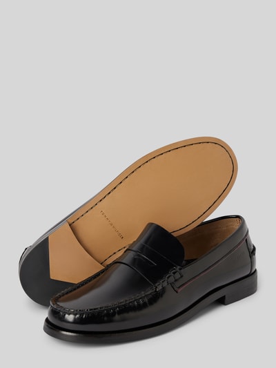 Tommy Hilfiger Lederloafers mit Label-Prägung Modell 'CLASSIC HILFIGER' Black 4