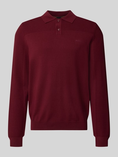 Produktfoto, bordeauxrote koszulka polo z długim rękawem, jednolita faktura, Relaxed Fit Poloshirt mit Woll-Anteil Modell 'KN_Momentum-X PL' von BOSS Green