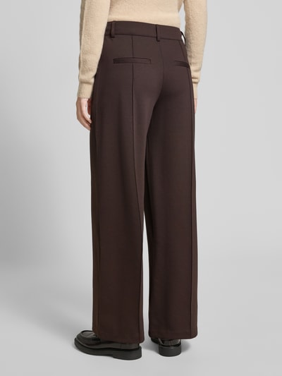 ICHI Wide Leg Stoffhose mit fixierten Bügelfalten Modell 'KATE' Dunkelbraun 5