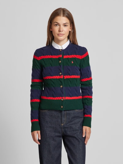 Polo Ralph Lauren Gebreid jack met logostitching, model 'CARDI' Donkergroen - 4