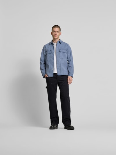 Wood Wood Straight fit jeans met zakken op de pijp Zwart - 1