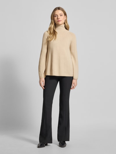 MM Regular fit gebreide pullover van pure scheerwol, model 'GROLLA' Beige - 1