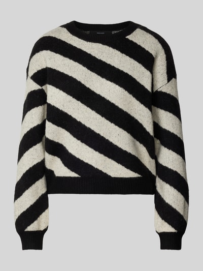 Vero Moda Strickpullover mit diagonalem Streifenmuster Modell 'LARA' Black 2