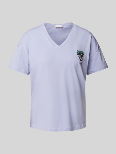 Liu Jo White T-shirt met labeldetail Lila - 2