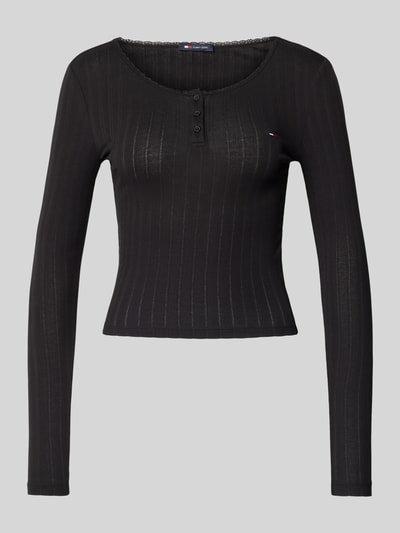 Tommy Jeans Longsleeve Henley-Shirt mit Rippstruktur Black 2