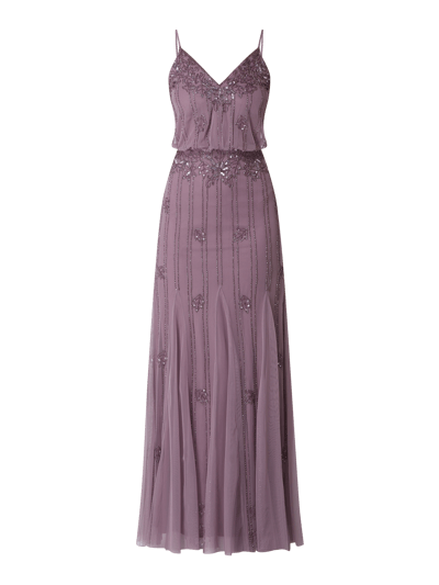 LACE & BEADS Abendkleid aus Mesh Modell 'Keeva' Flieder 2