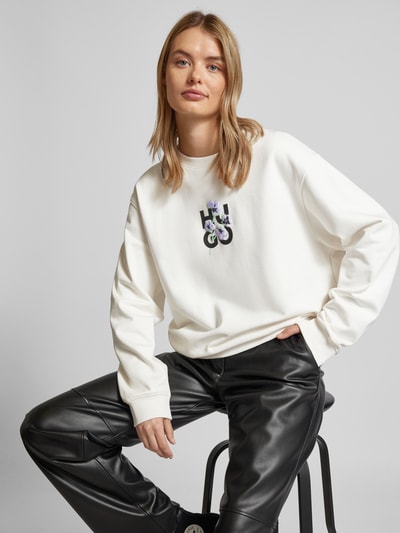 HUGO Sweatshirt mit Label-Print Offwhite 3