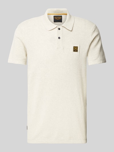 PME Legend Regular Fit Poloshirt mit Label-Badge Offwhite Melange 2