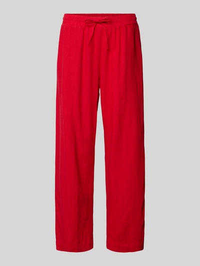 Produktfoto, Wide Leg Pants aus Leinen-Mix mit elastischem Bund Modell 'Lava' von FREE/QUENT, rote Hose, Loose Fit, glatte Textur