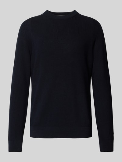 Brax Gebreide pullover met labeldetail, model 'ROY' Marineblauw - 2