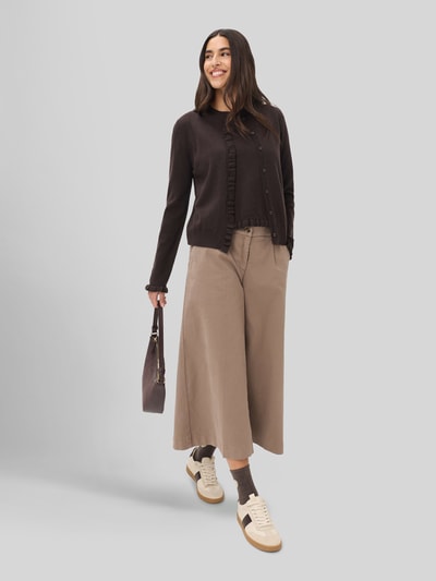 Brax Slim Fit Strickjacke aus Schurwoll-Kaschmir-Mix Modell 'ANN' Dunkelbraun 1