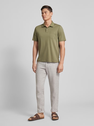 MAERZ Muenchen Regular fit poloshirt met borstzak Rietgroen gemêleerd - 1