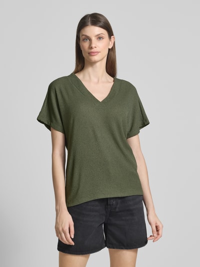 Soyaconcept T-shirt met V-hals, model 'Delia' Donkergroen - 4