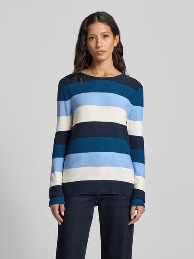 Tom Tailor Sweter z dzianiny o kroju regular fit z mieszanki bawełny i wiskozy Jasnoniebieski 4