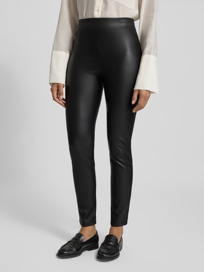 MM Spodnie o kroju slim fit z imitacji skóry z elastycznym pasem model ‘ECHO’ Czarny 4