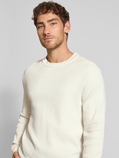 CK Calvin Klein Relaxed fit pullover in gebreide look, model 'Texture' Offwhite - 3