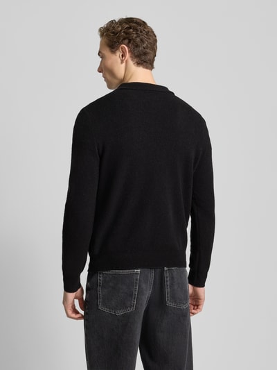 Forét Poloshirt mit gerippten Abschlüssen Black 5
