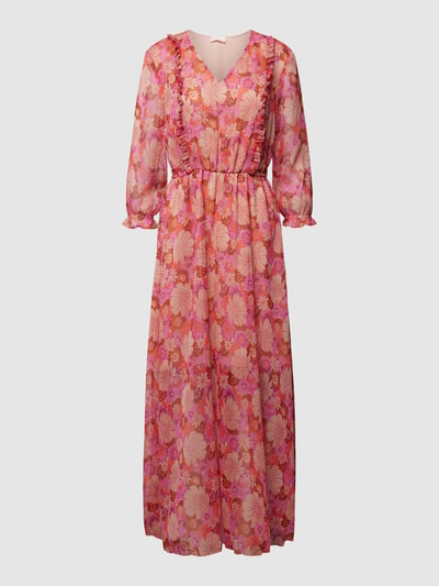 Liu Jo White Maxikleid aus Chiffon mit floralem Muster Pink 2