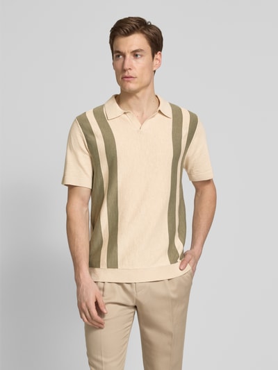 SELECTED HOMME Poloshirt met V-hals, model 'MATTIS' Offwhite gemêleerd - 4